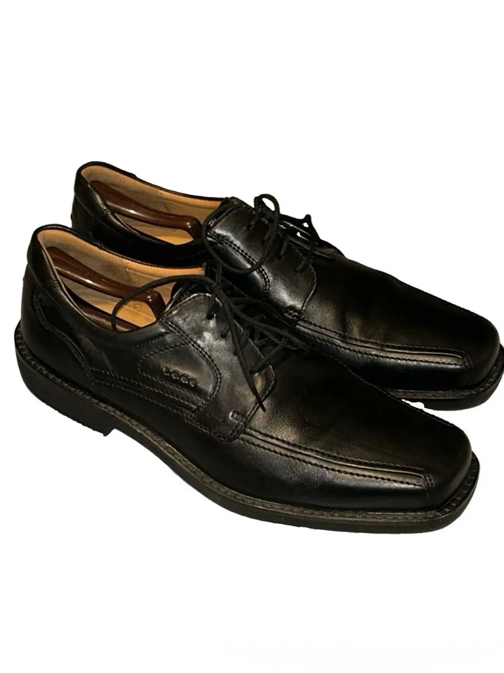 Ecco Men's Black Leather Lace-Up Dress Shoes lightweightr 13 E xtra wide